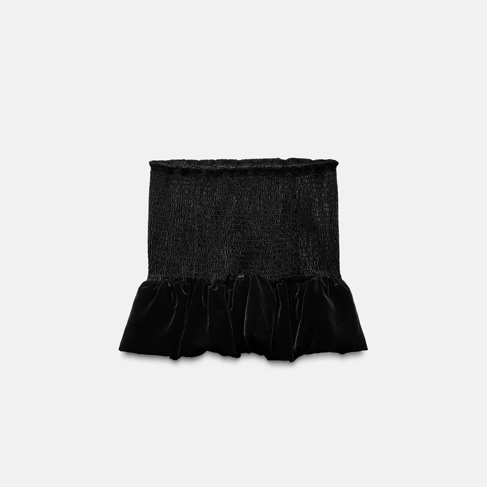 Zara Black Mini Skirt with Ruffle Hem